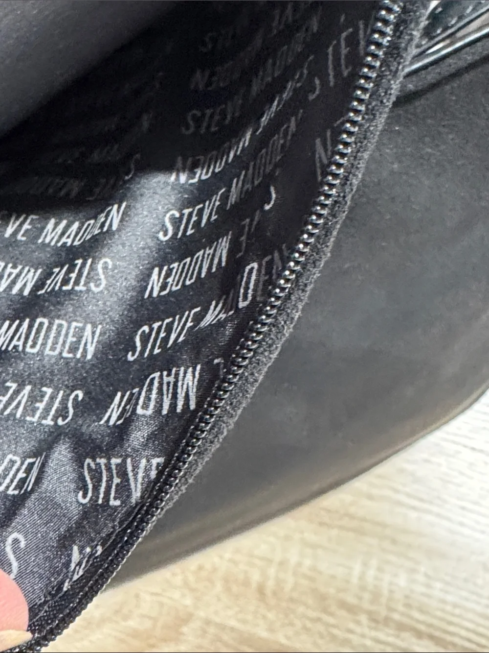 Steve Madden Black Faux Suede Hobo Shoulder Bag with Zipper Pouch - Size Large